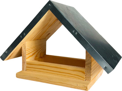 Кормушка для птиц Четыре Солнца Р-4 с металлической крышей и креплением (натуральный)