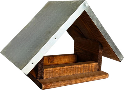 Кормушка для птиц Четыре Солнца Р-4 с металлической крышей и креплением (коричневый)