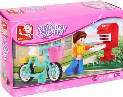 Конструктор Sluban Розовая мечта. Курьер на велосипеде M38-B0516 / 1277357 (29эл)