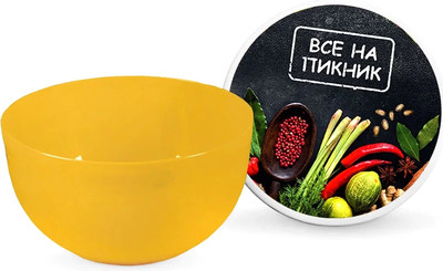 Миска Полимербыт Все на пикник / 4359411 (с крышкой)