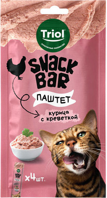 Лакомство для кошек Triol Snack Bar Паштет из курицы с креветкой / 20171042 (40г)
