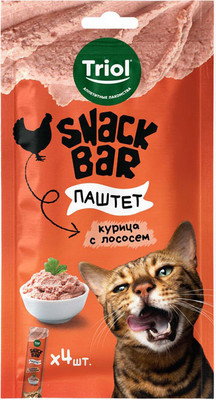 Лакомство для кошек Triol Snack Bar Паштет из курицы с лососем / 20171054 (40г)