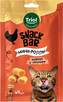 Лакомство для кошек Triol Snack Bar Мини-роллы из курицы с лососем / 20171048 (40г)