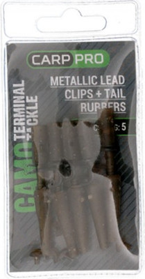 Набор клипс для грузила Carp Pro Metallic Lead Clips + Tail Rubbers Camo / CP6510C