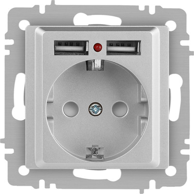 Розетка INTRO Accent 6-410-03 / Б0063694 (алюминий)