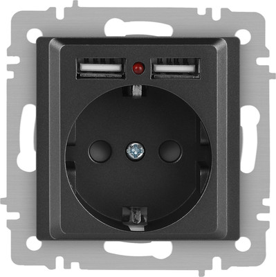 Розетка INTRO Accent 6-410-07 / Б0063702 (графит)
