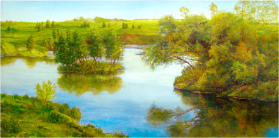 Постер Декарт Весенний Пейзаж с рекой 8П0002