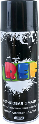 Эмаль REF Акриловая универсальная REF-0004 (520мл, черный матовый)