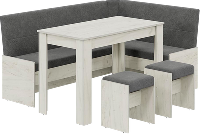 Обеденная группа ТриЯ Пекин (дуб крафт белый/микровелюр Duna Steel)