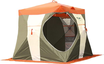 Палатка Митек Нельма Куб-1 с полом без лунок (оранжевый бежевый/хаки)