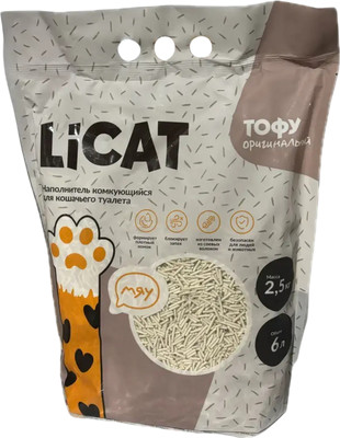 Наполнитель для туалета LiCat Комкующийся Тофу оригинальный (6л/2.5кг)