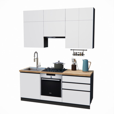 Кухонный гарнитур ВерсоМебель Эко Премиум 1.9 (белый фасадный/ст. дуб вотан)