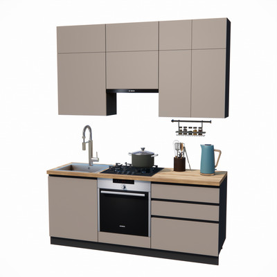 Кухонный гарнитур ВерсоМебель Эко Премиум 1.9 (глиняный серый/ст. дуб вотан)