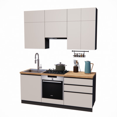 Кухонный гарнитур ВерсоМебель Эко Премиум 2.0 (кашемир/ст. дуб вотан)