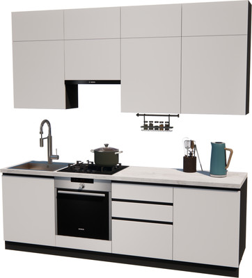 Кухонный гарнитур ВерсоМебель Эко Премиум 2.4 (белый фасадный/ст. мрамор лацио)