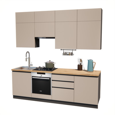 Кухонный гарнитур ВерсоМебель Эко Премиум 2.4 (глиняный серый/ст. дуб вотан)