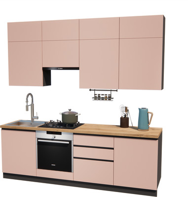 Кухонный гарнитур ВерсоМебель Эко Премиум 2.4 (пудровый/ст. дуб вотан)