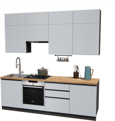 Кухонный гарнитур ВерсоМебель Эко Премиум 2.4 (сумеречный голубой/ст. дуб вотан)