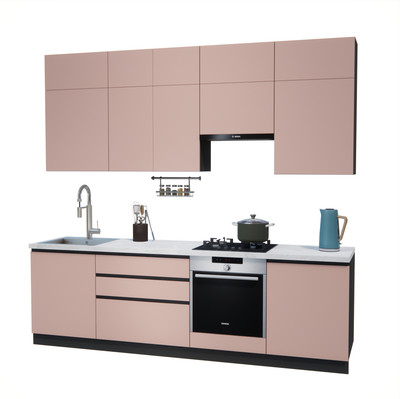 Кухонный гарнитур ВерсоМебель Эко Премиум 2.6 (пудровый/ст. мрамор лацио)