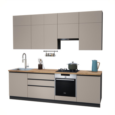 Кухонный гарнитур ВерсоМебель Эко Премиум 2.6 (глиняный серый/ст. дуб вотан)