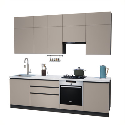 Кухонный гарнитур ВерсоМебель Эко Премиум 2.6 (глиняный серый/ст. мрамор лацио)