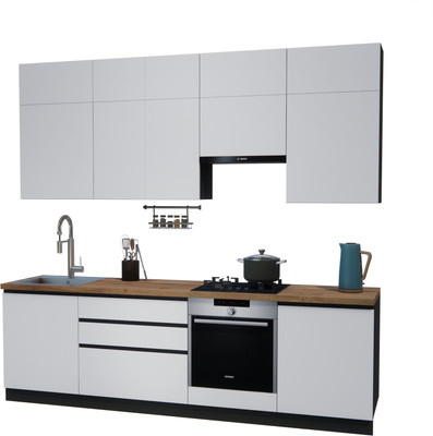 Кухонный гарнитур ВерсоМебель Эко Премиум 2.6 (белый фасадный/ст. дуб вотан)