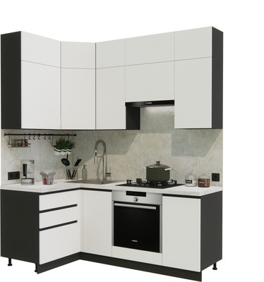 Кухонный гарнитур ВерсоМебель Эко Премиум 1.2x2.0 левая (белый фасадный/ст. мрамор лацио)