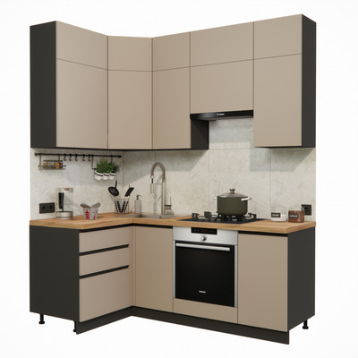 Кухонный гарнитур ВерсоМебель Эко Премиум 1.2x2.0 левая (глиняный серый/ст. дуб вотан)