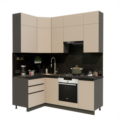 Кухонный гарнитур ВерсоМебель Эко Премиум 1.2x2.0 левая (глиняный серый/ст. тунис)