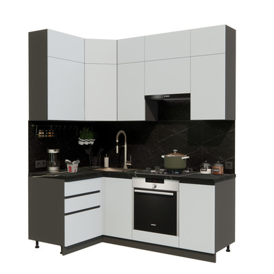 Кухонный гарнитур ВерсоМебель Эко Премиум 1.2x2.0 левая (сумеречный голубой/ст. тунис)