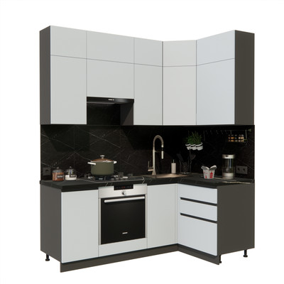 Кухонный гарнитур ВерсоМебель Эко Премиум 1.2x2.0 правая (сумеречный голубой/ст. тунис)