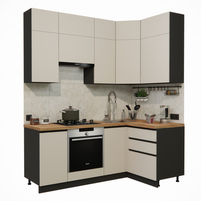 Кухонный гарнитур ВерсоМебель Эко Премиум 1.2x2.0 правая (кашемир/ст. дуб вотан)