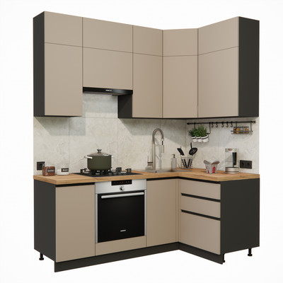 Кухонный гарнитур ВерсоМебель Эко Премиум 1.2x2.0 правая (глиняный серый/ст. дуб вотан)