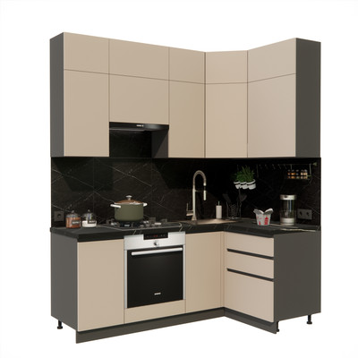 Кухонный гарнитур ВерсоМебель Эко Премиум 1.2x2.0 правая (глиняный серый/ст. тунис)