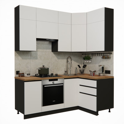 Кухонный гарнитур ВерсоМебель Эко Премиум 1.2x2.0 правая (белый фасадный/ст. дуб вотан)