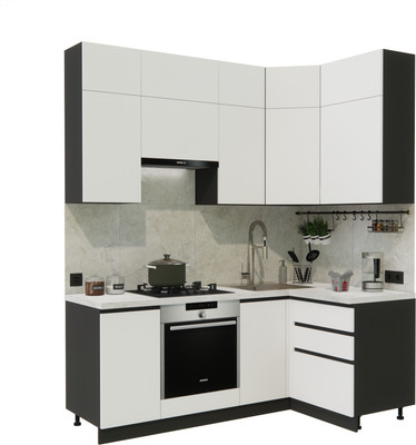 Кухонный гарнитур ВерсоМебель Эко Премиум 1.2x2.0 правая (белый фасадный/ст. мрамор лацио)