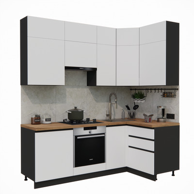 Кухонный гарнитур ВерсоМебель Эко Премиум 1.2x2.2 правая (белый фасадный/ст. дуб вотан)