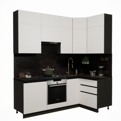 Кухонный гарнитур ВерсоМебель Эко Премиум 1.2x2.2 правая (белый фасадный/ст. тунис)