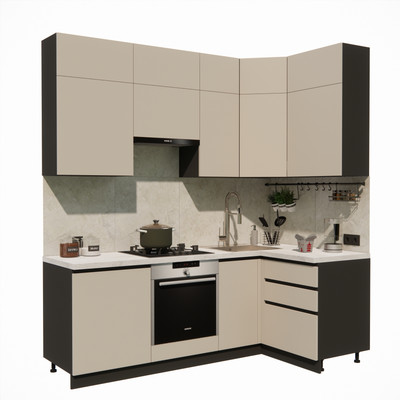 Кухонный гарнитур ВерсоМебель Эко Премиум 1.2x2.2 правая (кашемир/ст. мрамор лацио)