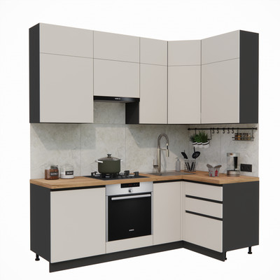 Кухонный гарнитур ВерсоМебель Эко Премиум 1.2x2.2 правая (кашемир/ст. дуб вотан)