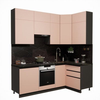 Кухонный гарнитур ВерсоМебель Эко Премиум 1.2x2.2 правая (пудровый/ст. тунис)