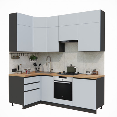 Кухонный гарнитур ВерсоМебель Эко Премиум 1.2x2.2 левая (сумеречный голубой/ст. дуб вотан)