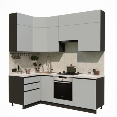 Кухонный гарнитур ВерсоМебель Эко Премиум 1.2x2.2 левая (сумеречный голубой/ст. мрамор лацио)