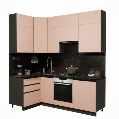 Кухонный гарнитур ВерсоМебель Эко Премиум 1.2x2.2 левая (пудровый/ст. тунис)