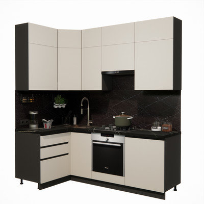 Кухонный гарнитур ВерсоМебель Эко Премиум 1.2x2.2 левая (кашемир/ст. тунис)