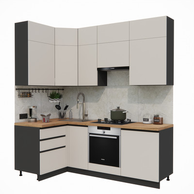 Кухонный гарнитур ВерсоМебель Эко Премиум 1.2x2.2 левая (кашемир/ст. дуб вотан)