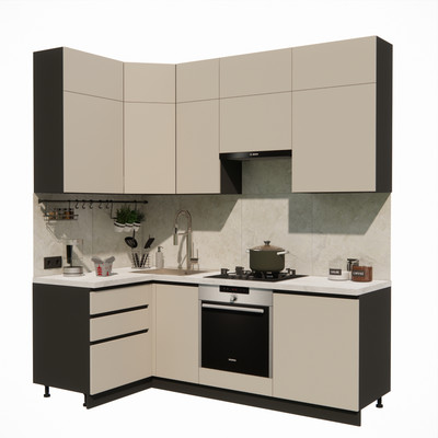 Кухонный гарнитур ВерсоМебель Эко Премиум 1.2x2.2 левая (кашемир/ст. мрамор лацио)