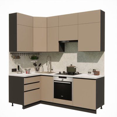 Кухонный гарнитур ВерсоМебель Эко Премиум 1.2x2.2 левая (глиняный серый/ст. мрамор лацио)