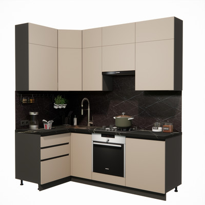 Кухонный гарнитур ВерсоМебель Эко Премиум 1.2x2.2 левая (глиняный серый/ст. тунис)