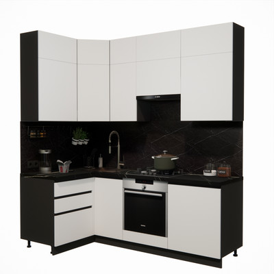 Кухонный гарнитур ВерсоМебель Эко Премиум 1.2x2.2 левая (белый фасадный/ст. тунис)